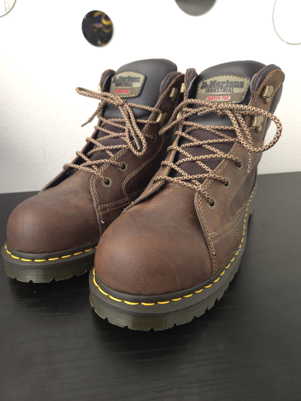 Dr Martens Stretton Steel Toe Work Boots Brown Leather Mens US 13 Industrial EH